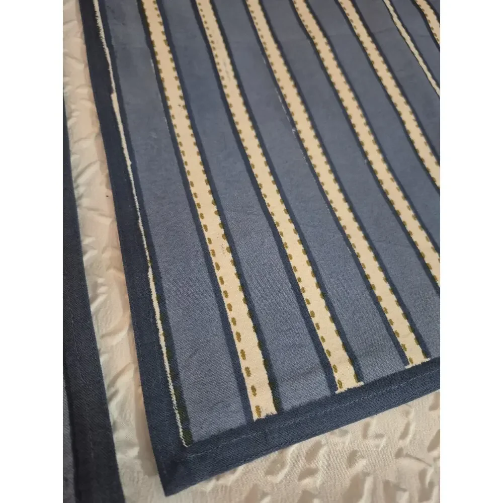 💥 Pomegranate Placemats Set Of 4 Dotted Stripe Blue cu